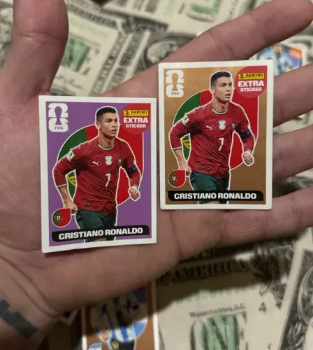 FIGURINHA CRISTIANO RONLDO EXTRA LEGEND 2026 BORDÔ e BRONZE COMBO
