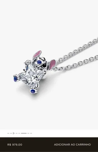 Colar Stitch Pedra Brilhante Disney