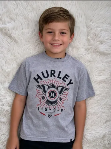Camiseta Hurley Infantil Cinza 7 anos