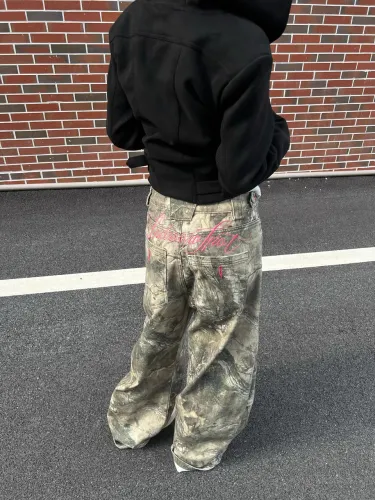 Calça Baggy Camuflada Real Tree (Bordado Rosa) - Nova Tam XL/G