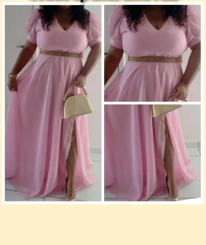 Vestido de festa rosa bebê 