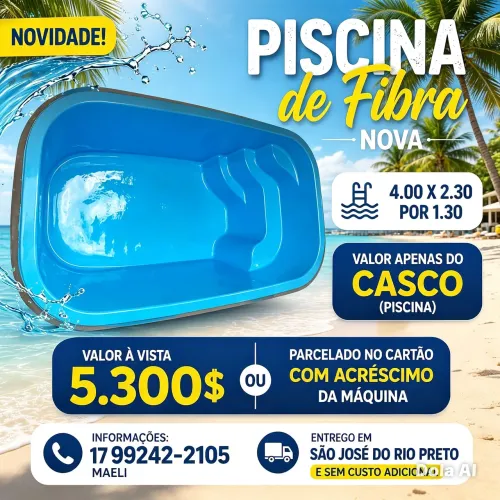 Piscina de fibra nova 4.00 X 2.30