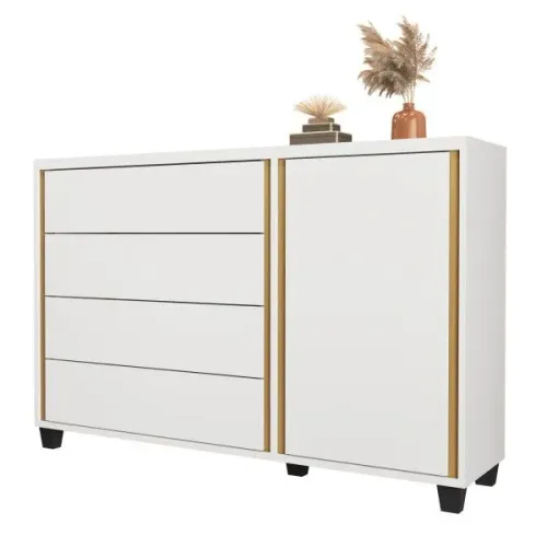 Comoda Stone 4g 1p C/ Pe Reguas Flex - Branco