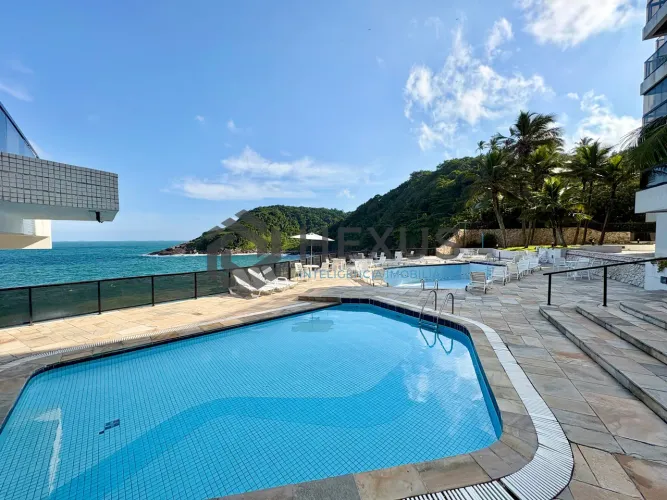 Cobertura duplex com varanda vista mar e lazer na beira mar da Praia da Enseada, Guarujá