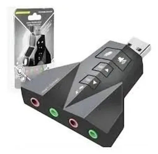 Placa De Som Usb 7.1 Virtual Dupla Saida (avião) Pra 2 Fones