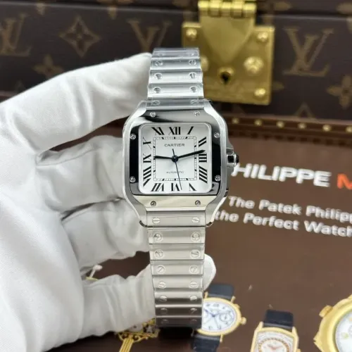 Relógio Cartier Santos Ref: WSSA0029, Mostrador Branco, Tamanho 35 Milímetros