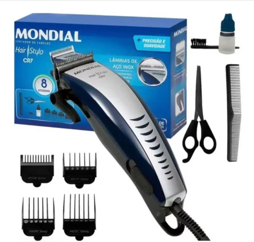 Maquina de cortar cabelo mondial cr7 110 v, nova!