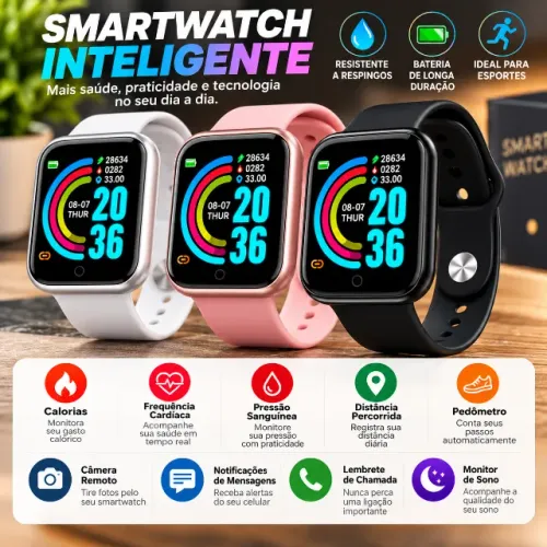 Smartwatch D20 - O Relógio Inteligente com Tela HD e Bluetooth - Novo - Envio Rápido
