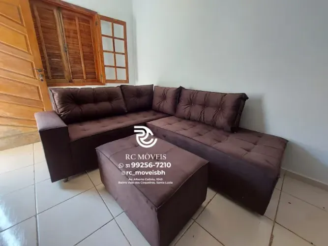 Sofá de Canto Tucson - Sofá Grande em Suede com Molas Bonnel