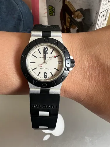 Bvlgari Aluminium Masculino 40mm Vidro De Safira