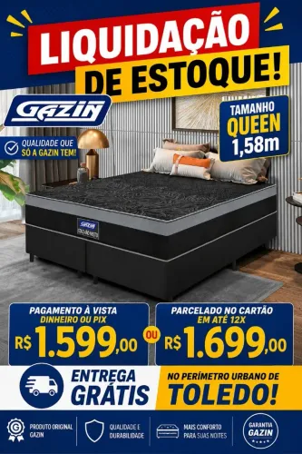 Cama box 1,58m Queen Gazin de alta qualidade (produto novo embalado)