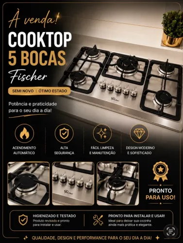 À VENDA | Cooktop 5 bocas Fischer