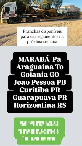 Frete para MARABÁ ARAGUAINA JOÃO PESSOA CURITIBA GUARAPUAVA HORIZONTINA