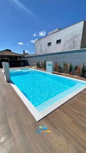 Piscina de fibra com led cascata