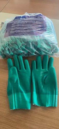 LUVA DE PVC FORRADA COM PALMA ASPERA - 25CM