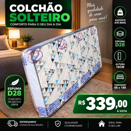 Colchão solteiro D28 88x188 altura 16cm