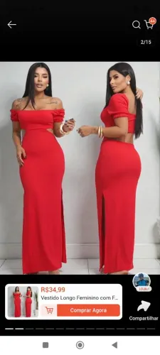 Vestido tubinho vermelho com fenda lateral 