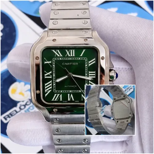 RELÓGIO CARTIER SANTOS FUNDO VERDE AUTOMÁTICO