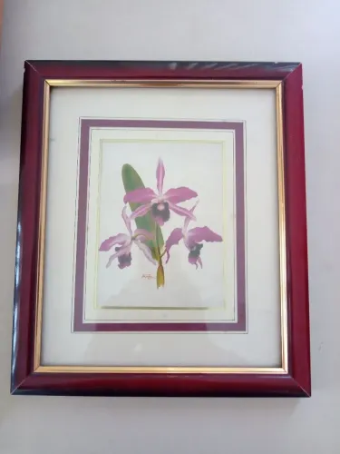 02 Quadros de parede com 30x30 cm, década 70. e 01 Entalhe madeira 40x40 cm.