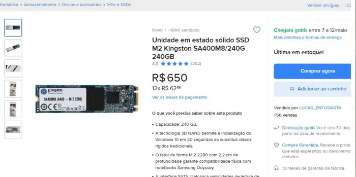 Ssd 240 gb Kingston