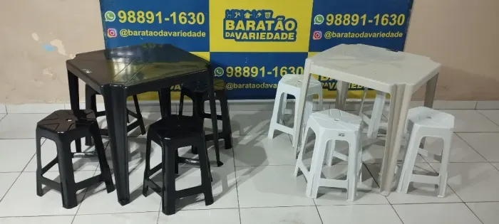 SUPER OFERTA JOGO DE MESA COM BANQUETAS REFORÇADAS 5 PERNAS