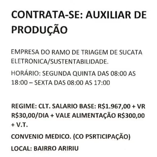 Auxiliar de produção