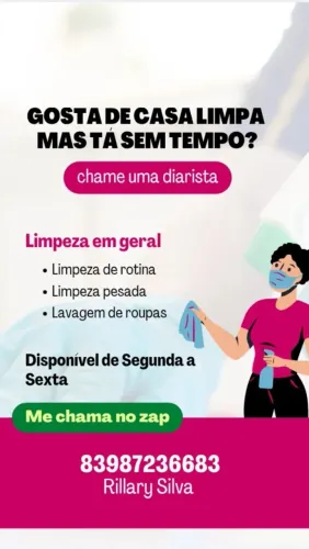 Faxinas,babá Diarista entre outros.