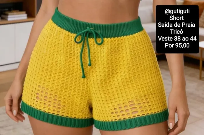 Shorts em tricô modal do Brasil veste 38/44