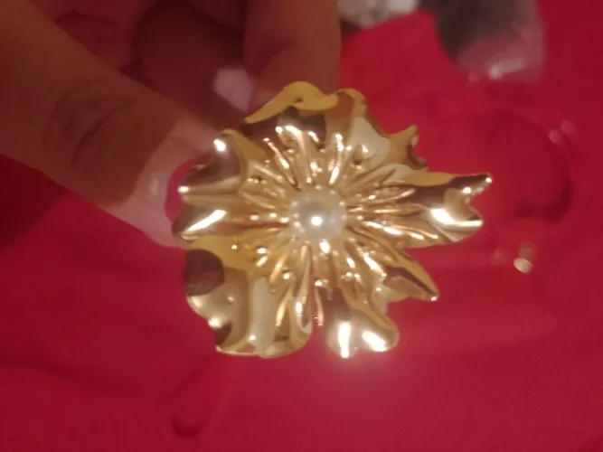 Anél ajustável de flor folheado a ouro