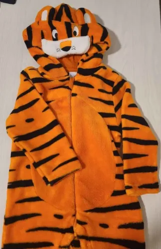 Macacão Infantil Em Pelúcia Bichinho Tigre Tiptop - Laranja