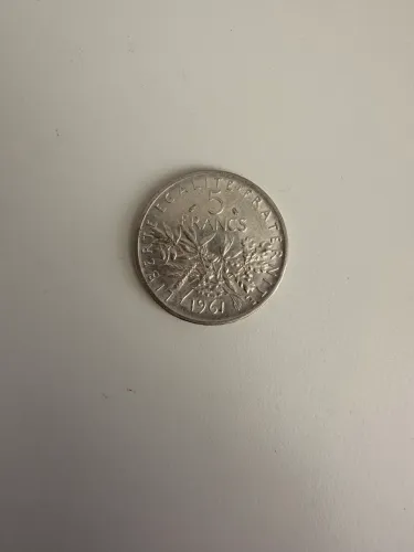 Moeda Francesa 5 Francos 1961 - Prata
