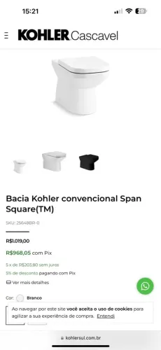 Vaso sanitário - Bacia Kohler convencional Span Square(TM)