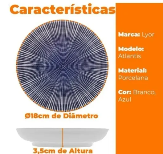 Prato Fundo Porcelana Lyor 18cm