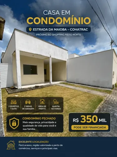 CASA EM CONDOMÍNIO REGIÃO DO COHATRAC / 2 QUARTOS