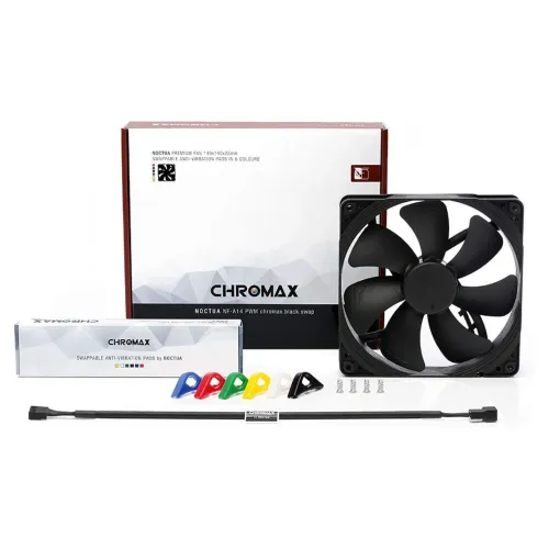 7x fan noctua 140mm chromax caixa + borrachas coloridas