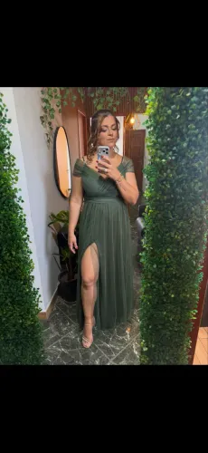 Vestido festa verde oliva