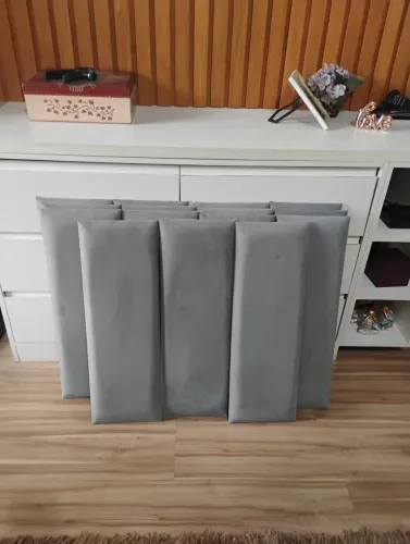Kit 15 Placas Cabeceira Estofada Para Cama Box - Módulo 20 Cm X 60 Cm CINZA