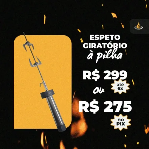 Espeto Giratório à pilha - Rotary - Casa das Churrasqueiras