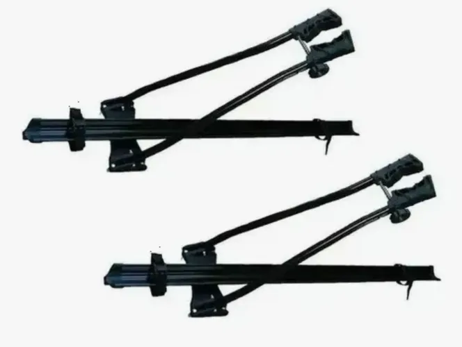 Kit 2 Suporte Bike Calha Alumínio Preto Para Teto Metal Lini