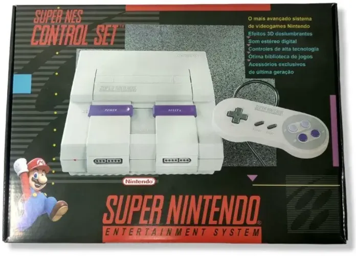Console Original - Super Nintendo na Caixa (snes) + 2 controles 