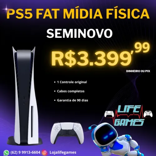 Playstation 5 modelo Fat mídia física seminovo com garantia, loja física