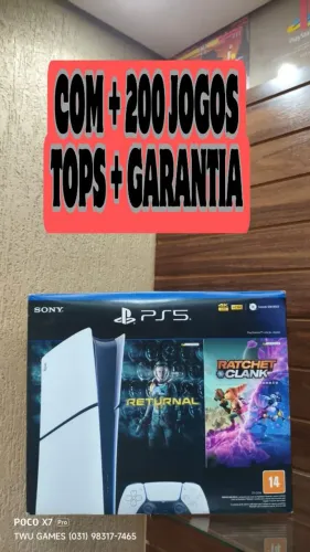 PS5 slim + 200 jogos tops