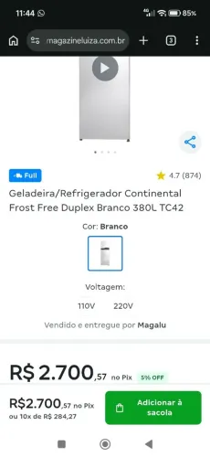 Geladeira continental zero só fez sair da loja