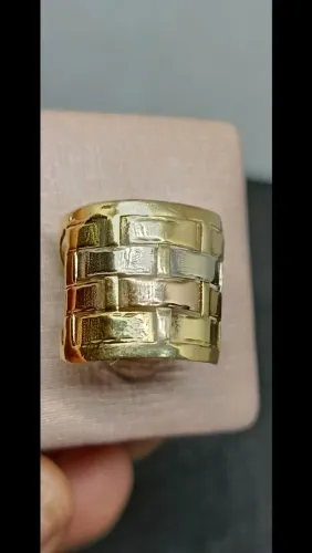 Anel Ouro 18k Tricolor
