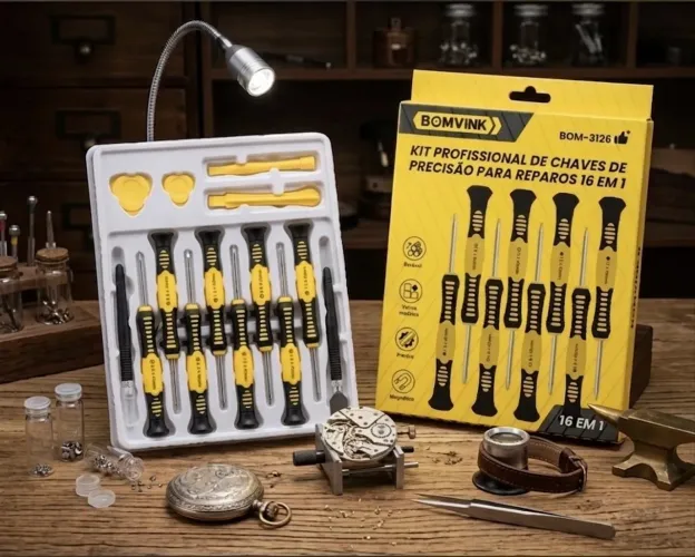 KIT PROFISSIONAL DE CHAVES DE PRECISÃO PARA REPAROS 16 EM 1