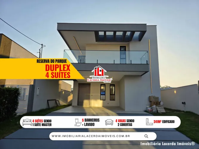 Reserva do Parque, Ponta Negra - Casa Duplex 4 Suítes com Piscina, Hidro e Espaço Gourmet
