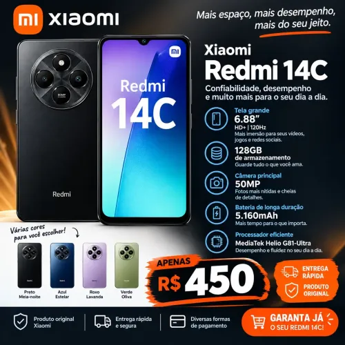 Venda se celular Xiaomi Redmi 14C.