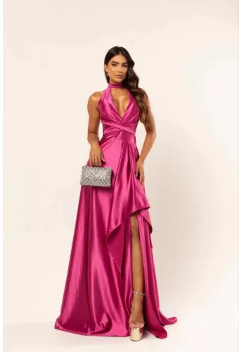 Vestido de festa fúcsia - Usado apenas 1x!