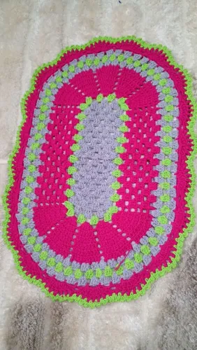 tapete de crochê oval artesanal a pronta entrega
