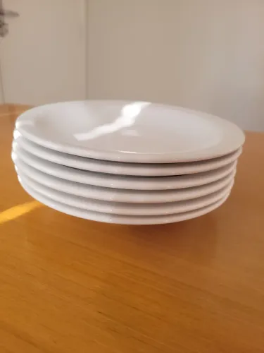 6 Pratos Fundos Oxford Porcelana Branca - Excelente Estado